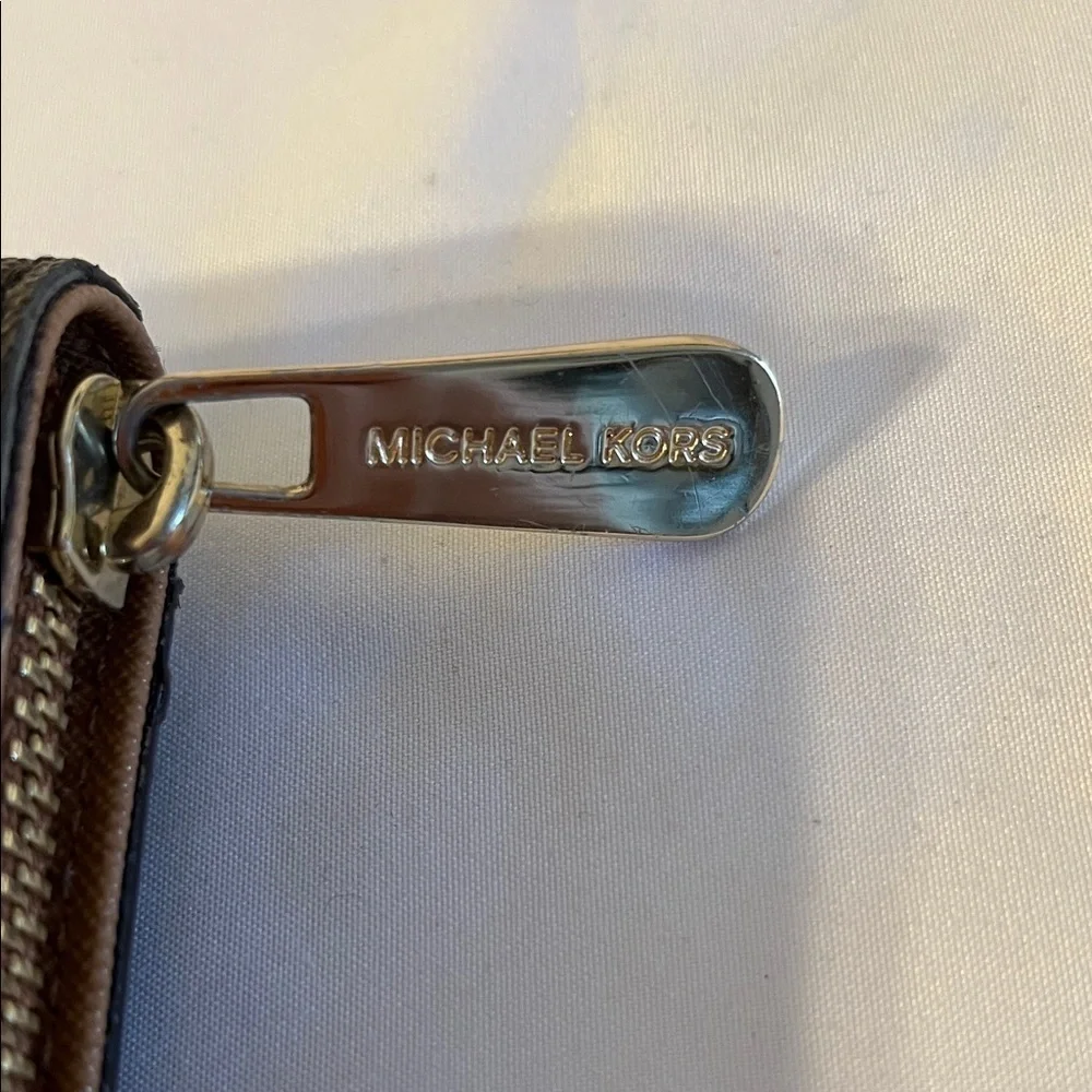 Michael Kors Dark Brown Wallet with Gold Hardware used good condition